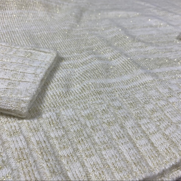 NSR Mock Neck Cream & Gold Metallic Knit Sweater - Picture 3 of 6